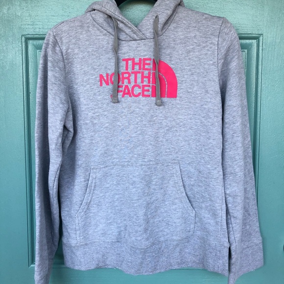 The North Face Tops - The North Face Gray Hoodie with Pink Logo